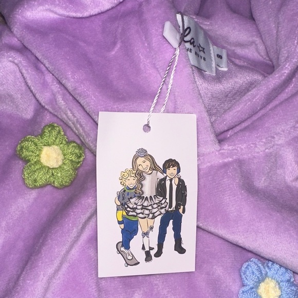 Girls Purple 3D Rainbow Daisy Velour Floral Floral Hoodie and Pants Set - Picture 6 of 7